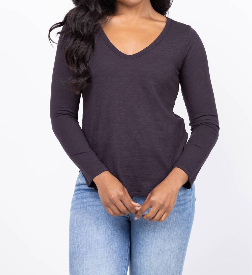 NEW DYLAN soft cotton slub long sleeve tee in ranch black